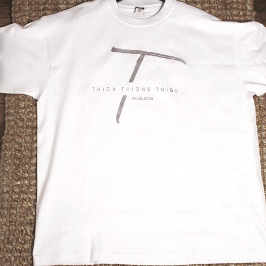 Thick Thigh Tribe Tee - White x Silver