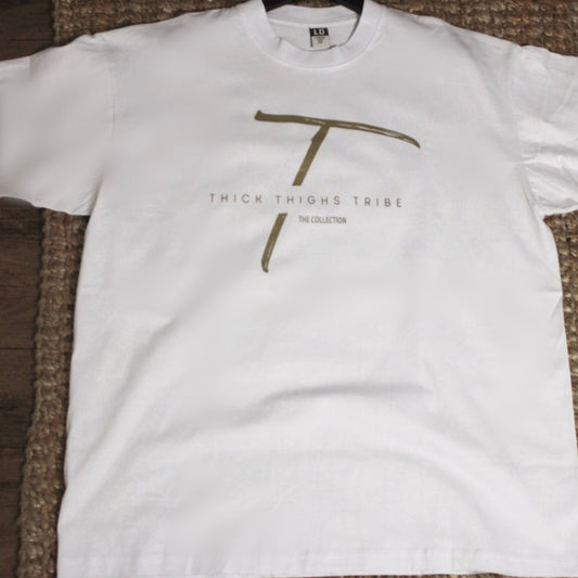 Thick Thigh Tribe Tee - White x Gold